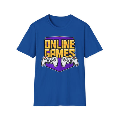 Unisex Softstyle Gaming T-Shirt, Retro Online Games Tee, Gift for Gamers, Casual Wear, Birthday and Holiday Apparel Royal
