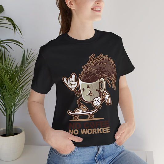Coffee Lover Skate Tee, Funny Graphic T-Shirt, Gift for Coffee Addicts, Unisex Short Sleeve, Perfect for Casual Wear Black