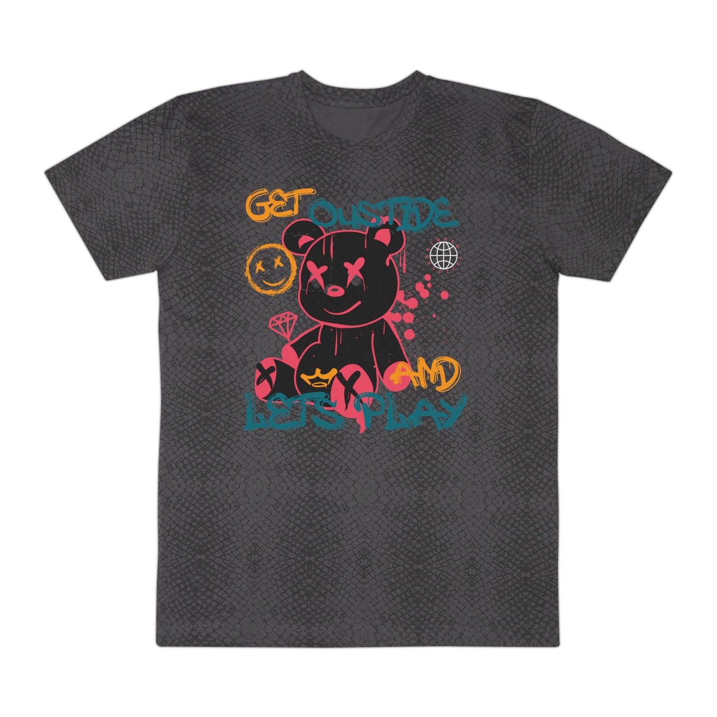 Playful Graphic Tee, Get Outside Get Play, Casual Outing Shirt, Trendy Streetwear, Gift for Adventurers, Unique Men's T-shirt Black Reptile