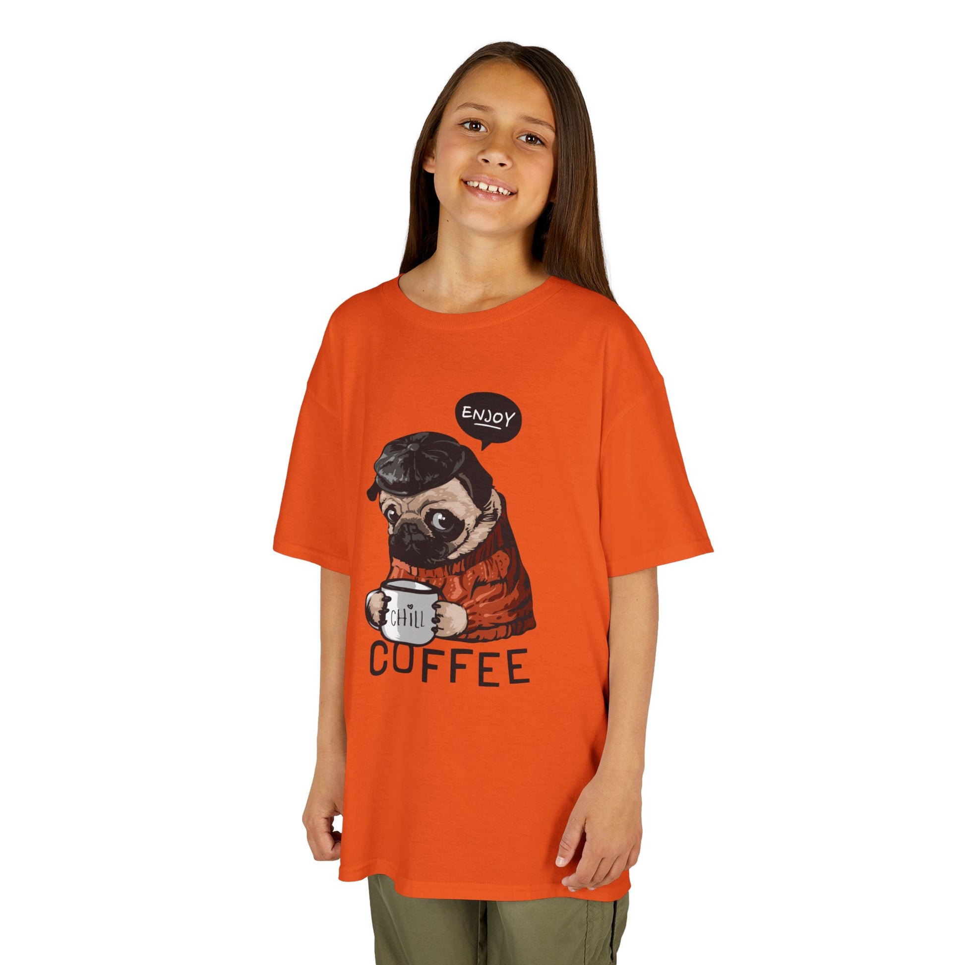 Coffee Lover Kids Tee, Cute Animal T-Shirt, Perfect Gift for Birthdays & Holidays, Funny Dog Design, Comfortable Everyday Wear