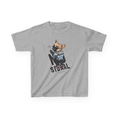 Kids Graphic Tee with Playful Dog Design, Casual Kids Tee, Pet Lovers Shirt, Fun Gift for Boys and Girls, Birthday Celebration Clothing Sport Grey