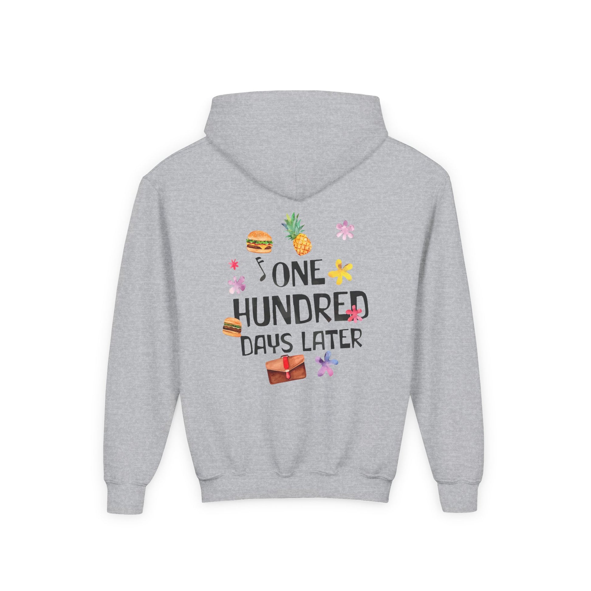 One Hundred Days Later Youth Hoodie, Fun Sweater for Kids, Cozy Gift for Birthdays, Celebrations, and Comfy Days