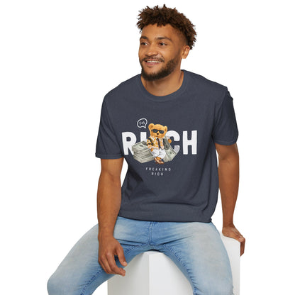 Freaking Rich T-Shirt, Unisex Softstyle Tee for Money Lovers, Fun Graphic Shirt for Birthdays, Gifts, Everyday Wear, Casual Attire