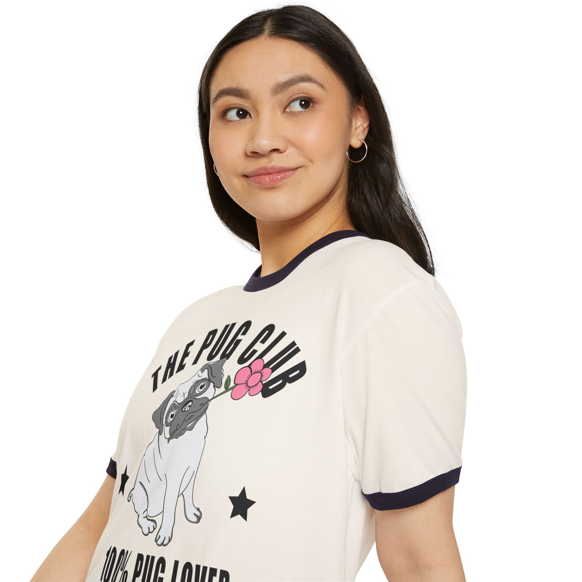 Pug Club Ringer T-Shirt, Dog Lover Gift, Unisex Pet Tee, Cute Pug Apparel, Birthday or Everyday Wear