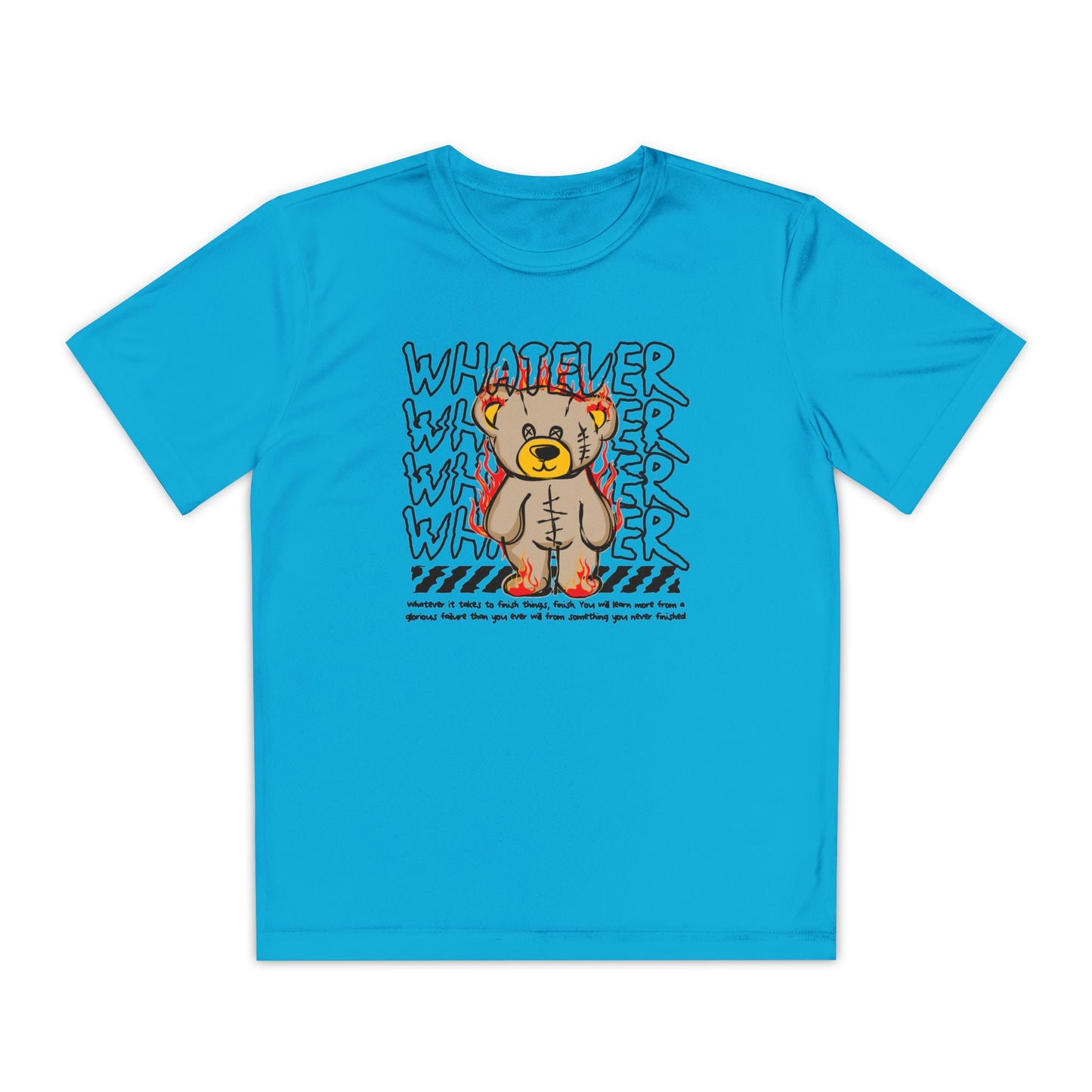 Bear Youth Graphic Tee, Motivational Tee for Kids, Fun Animal Print Shirt, Gift for Young Competitors, Casual Everyday Wear Atomic Blue