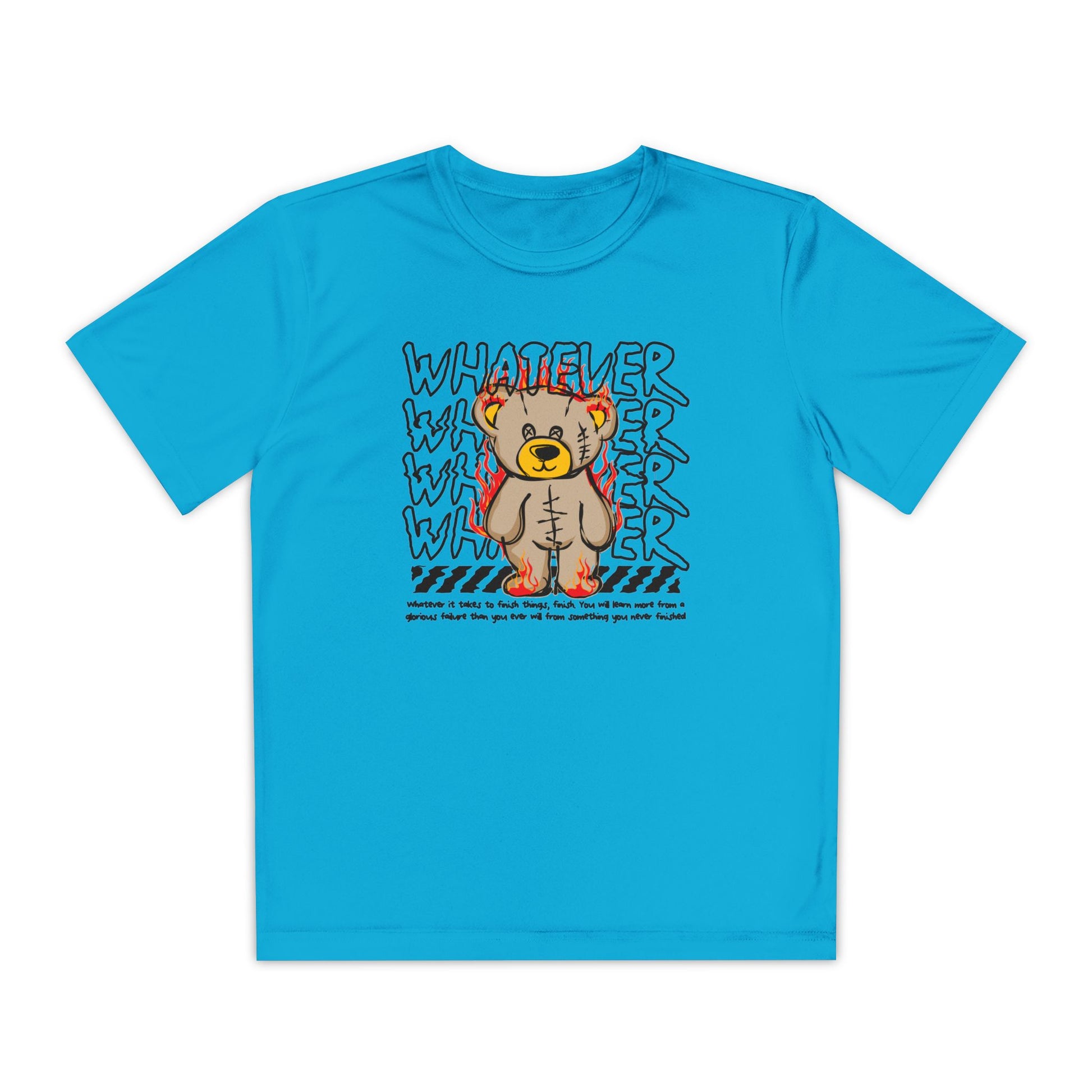 Bear Youth Graphic Tee, Motivational Tee for Kids, Fun Animal Print Shirt, Gift for Young Competitors, Casual Everyday Wear Atomic Blue