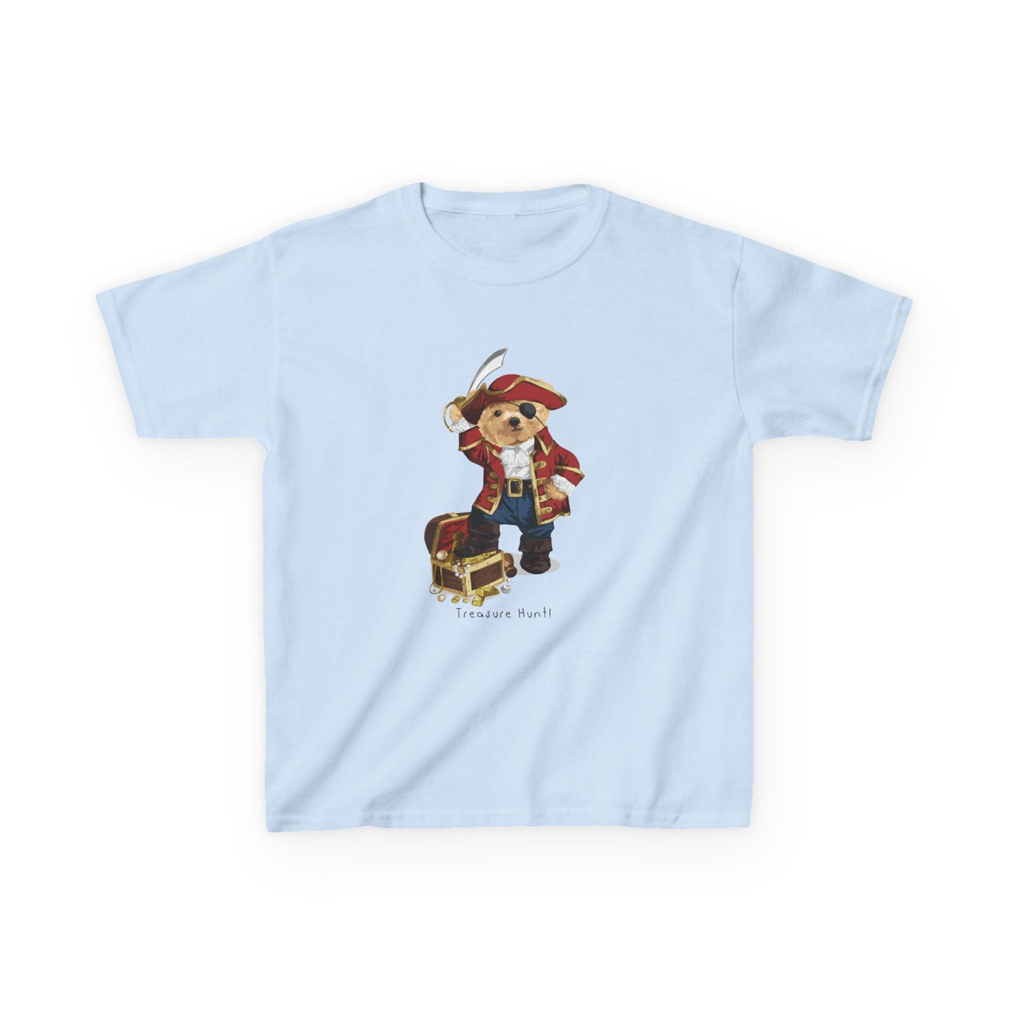 Pirate Dog Kids T-Shirt, Fun Birthday Gift, Summer Wear, Playtime Tee, Adventure Shirt, Kids Pirate Costume Light Blue