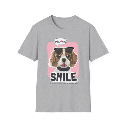 Cute Dog Smile T-Shirt, Dog Lover Gift, Pet Theme Apparel, Funny Animal Tee, Happy Summer Style Sport Grey