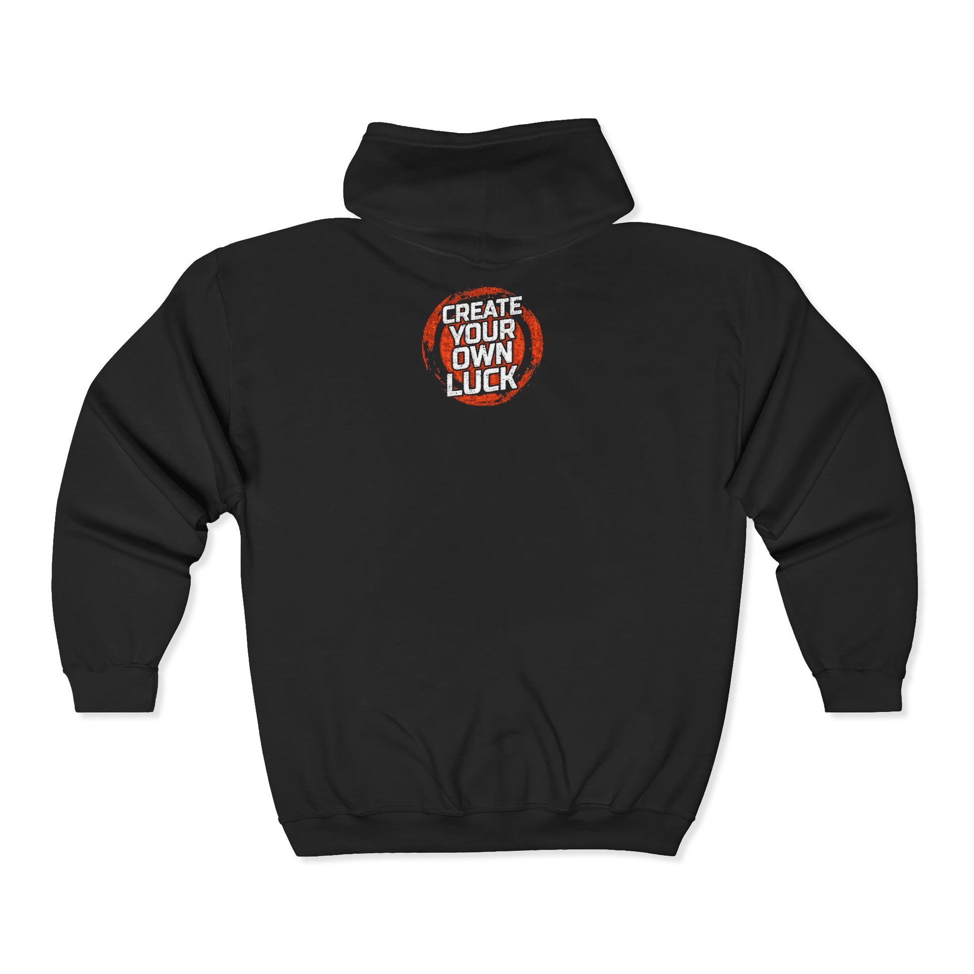 Create Your Own Luck Zip Hoodie, Unisex Hooded Sweatshirt, Gift for Friends, Cozy Layering, Inspirational Apparel, Perfect for Any Occasion