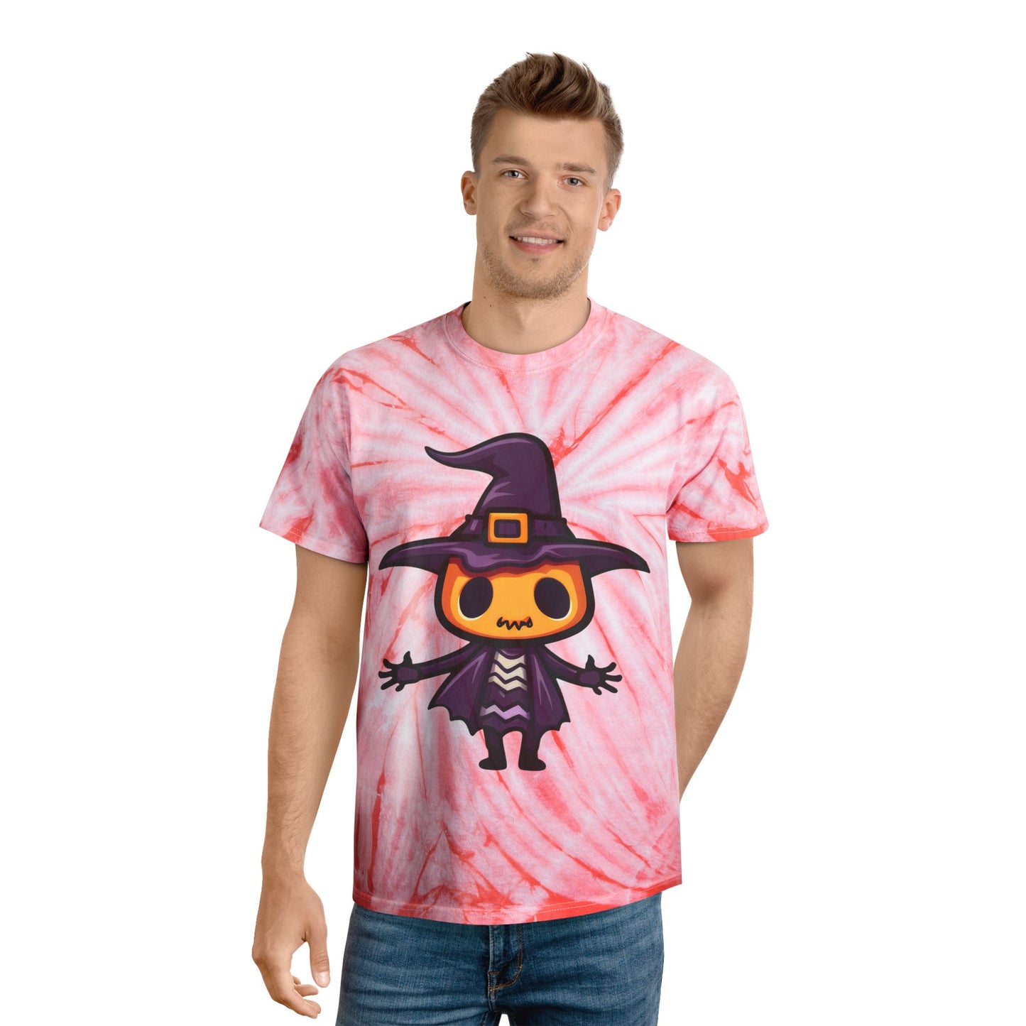 Whimsical Witch Tie-Dye Tee, Graphic Tee for Halloween, Cute Witch Shirt, Colorful Tie-Dye Top, Unique Gift for Spooky Season - Cozy Kawaii LLC