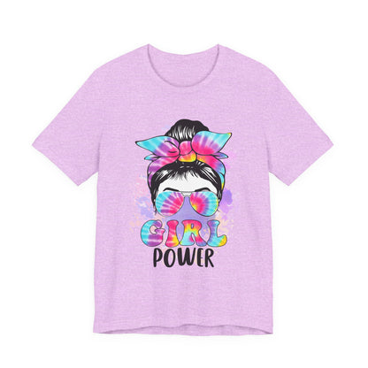 Empowering Girl Power Tee, Unisex T-Shirt for Girls, Feminist Apparel, Gift for Her, Cute Summer Top, Casual Statement Shirt Heather Prism Lilac S