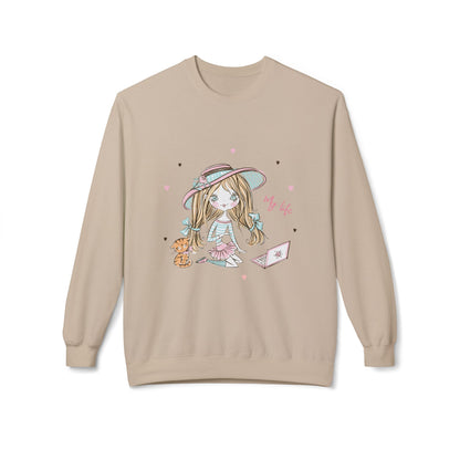 Cute Illustrated Crewneck Sweatshirt, Cozy Everyday Wear, Gift for Her, Fun Fashion, Casual Outfit, Birthday Present Sand