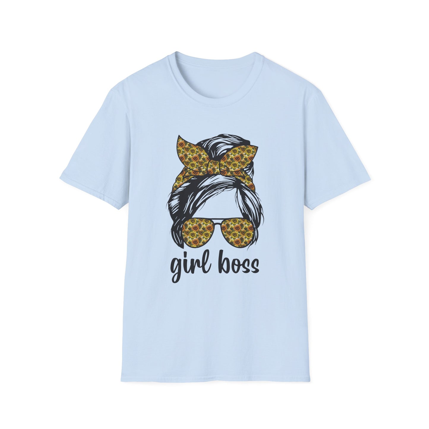 Girl Boss T-Shirt, Unisex Softstyle Tee, Empowering Apparel, Gift for Her, Motivational Shirt, Casual Outfit Light Blue