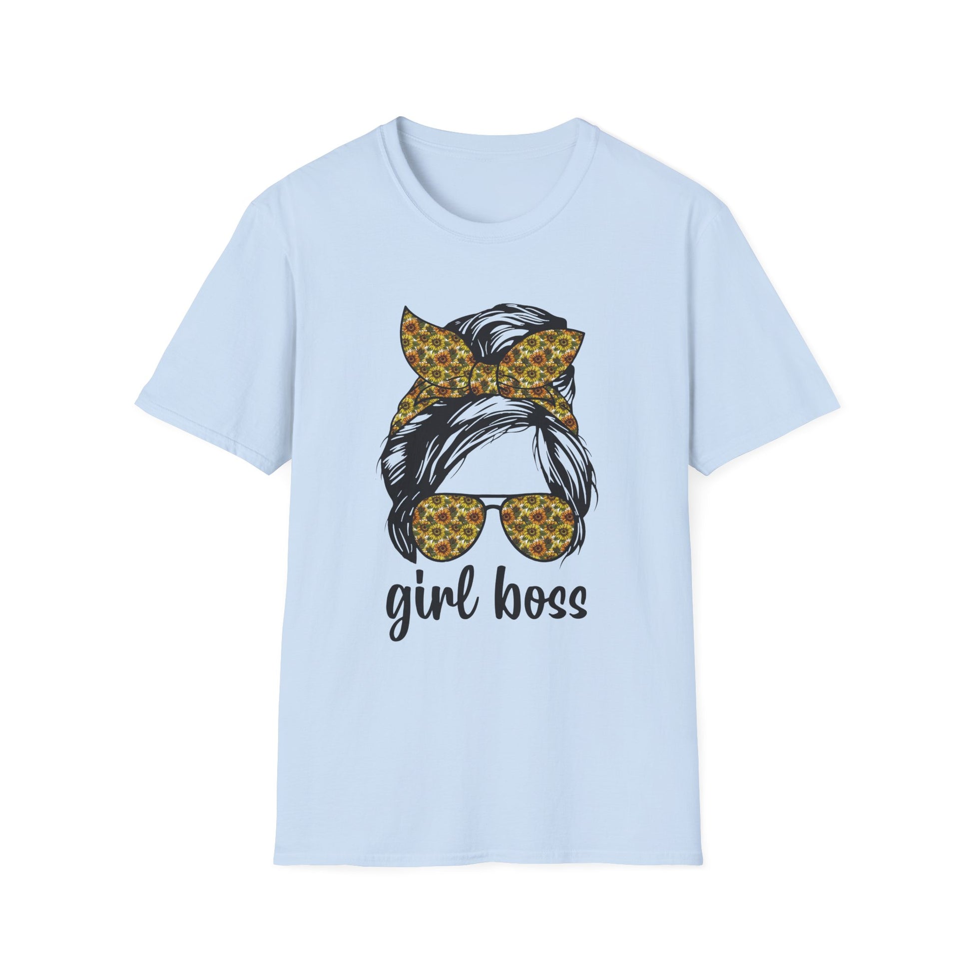 Girl Boss T-Shirt, Unisex Softstyle Tee, Empowering Apparel, Gift for Her, Motivational Shirt, Casual Outfit Light Blue
