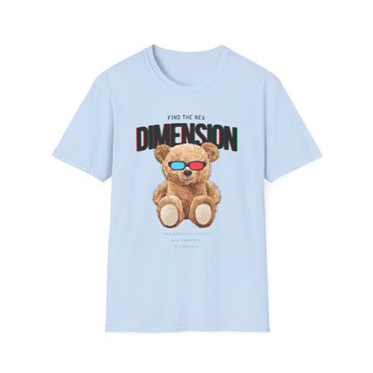 3D Teddy Bear Graphic Unisex Softstyle T-Shirt | Fun Casual Wear, Gift for Teens, Cute Outfit for Movie Night, Gift for Birthdays Light Blue