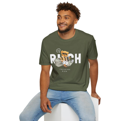 Freaking Rich T-Shirt, Unisex Softstyle Tee for Money Lovers, Fun Graphic Shirt for Birthdays, Gifts, Everyday Wear, Casual Attire