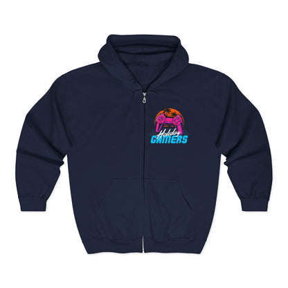Unisex Gamers Zip Hoodie | Perfect for Gaming Enthusiasts, Comfortable Layering for All Seasons, Gift for Gamers, Stylish Sweatshirt Navy