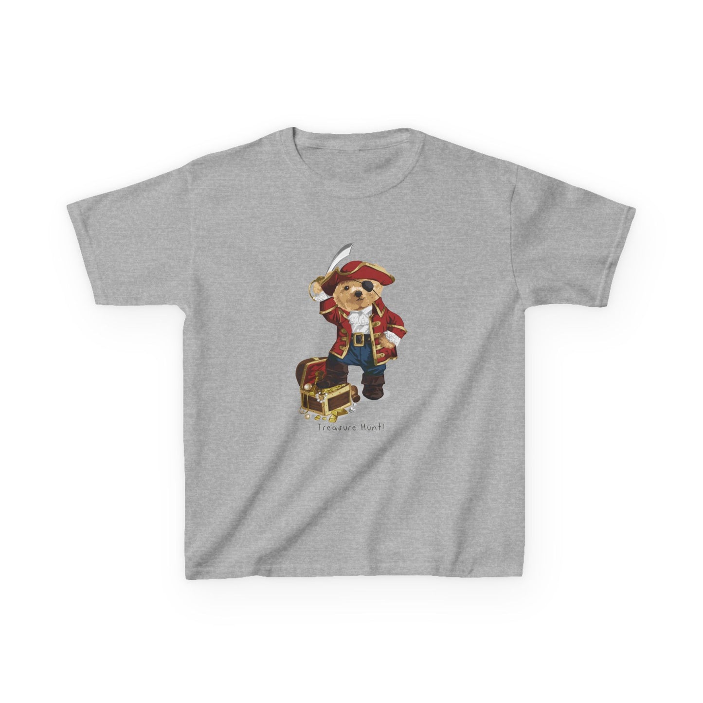 Pirate Dog Kids T-Shirt, Fun Birthday Gift, Summer Wear, Playtime Tee, Adventure Shirt, Kids Pirate Costume Sport Grey