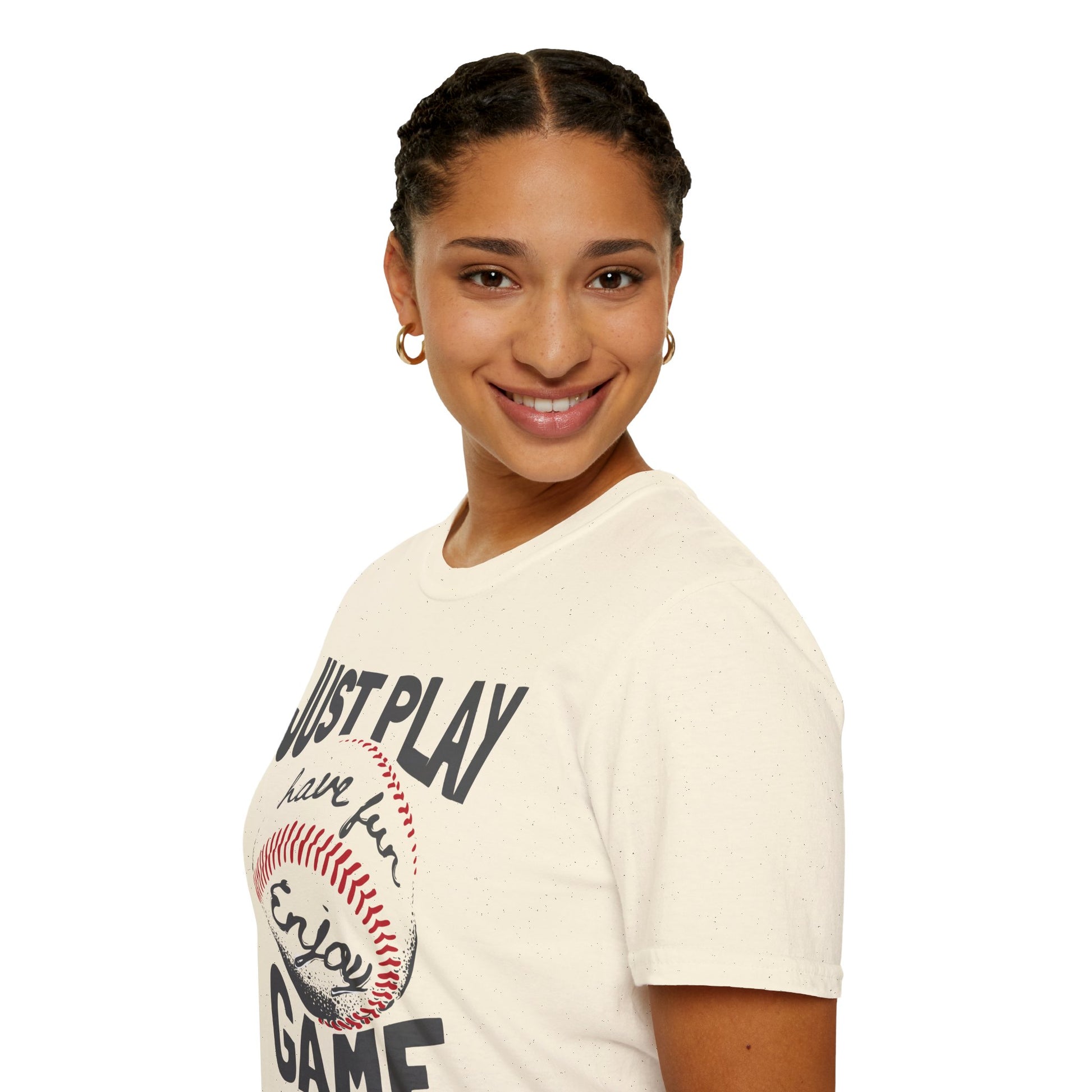Just Play Game Unisex Softstyle T-Shirt | Fun Gift for Baseball Lovers | Casual Wear, Sports Shirt, Game Day Tee, Gift for Him/Her