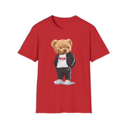 Casual Graphic Tee: Trendy Bear Design, Fun Unisex T-Shirt, Perfect for Gifts, Casual Wear, Everyday Style Red