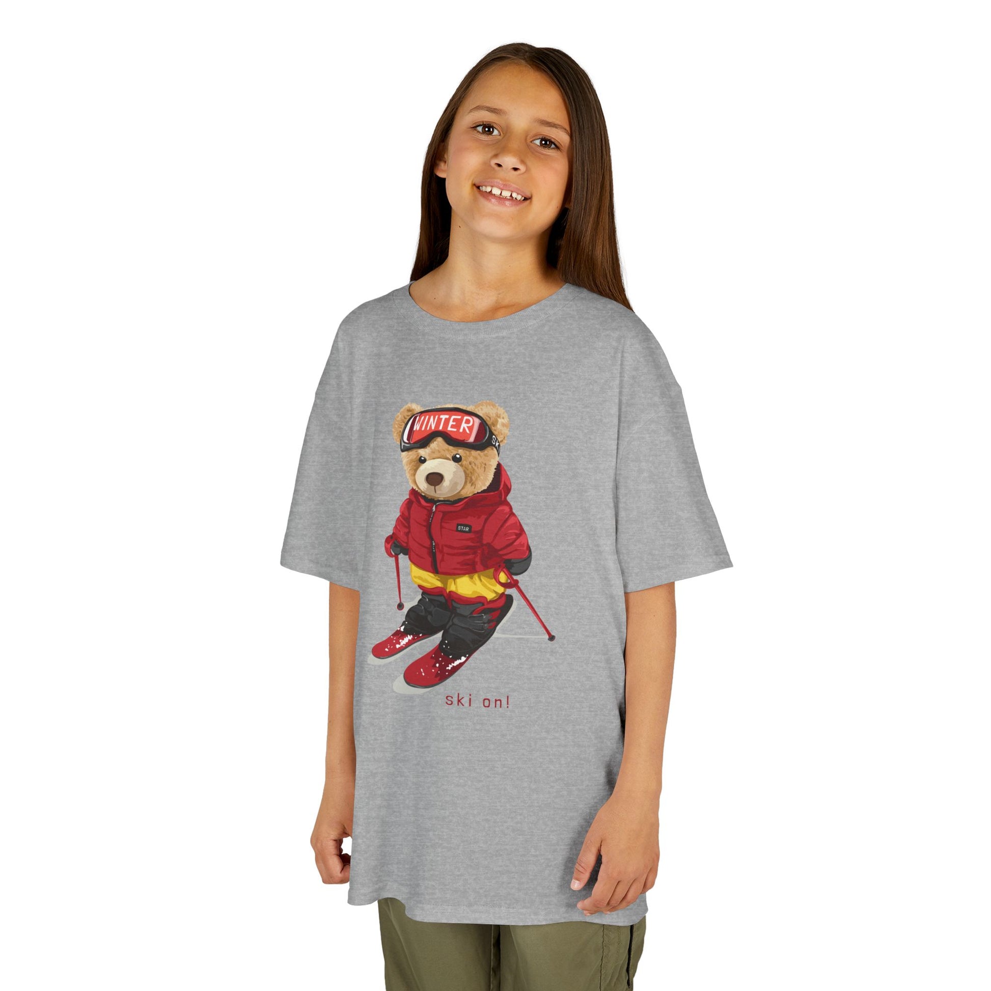 Kids Graphic Tee with Cool Bear Design, Fun Casual Wear for Boys and Girls, Perfect for Birthday Gifts, Playdates, and Everyday Comfort