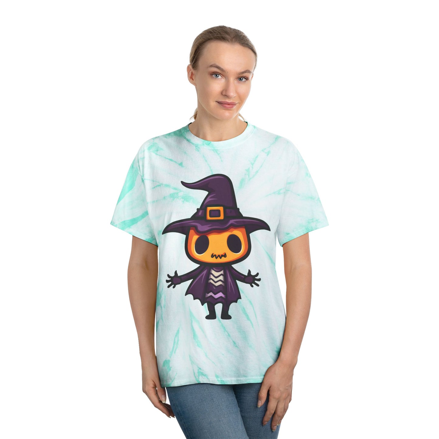 Whimsical Witch Tie-Dye Tee, Graphic Tee for Halloween, Cute Witch Shirt, Colorful Tie-Dye Top, Unique Gift for Spooky Season - Cozy Kawaii LLC