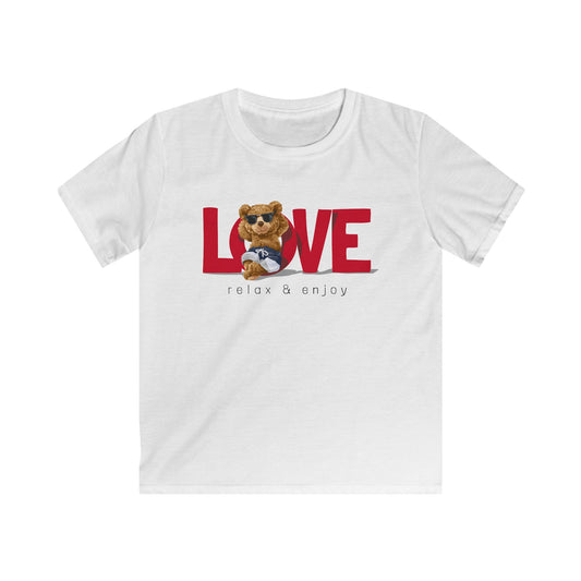 Kids Love Tee, Soft Cotton T-Shirt for Kids, Perfect for Birthdays, Playtime, Casual Wear, Cute Bear Design White