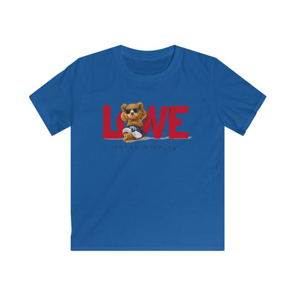Kids Love Tee, Soft Cotton T-Shirt for Kids, Perfect for Birthdays, Playtime, Casual Wear, Cute Bear Design Royal