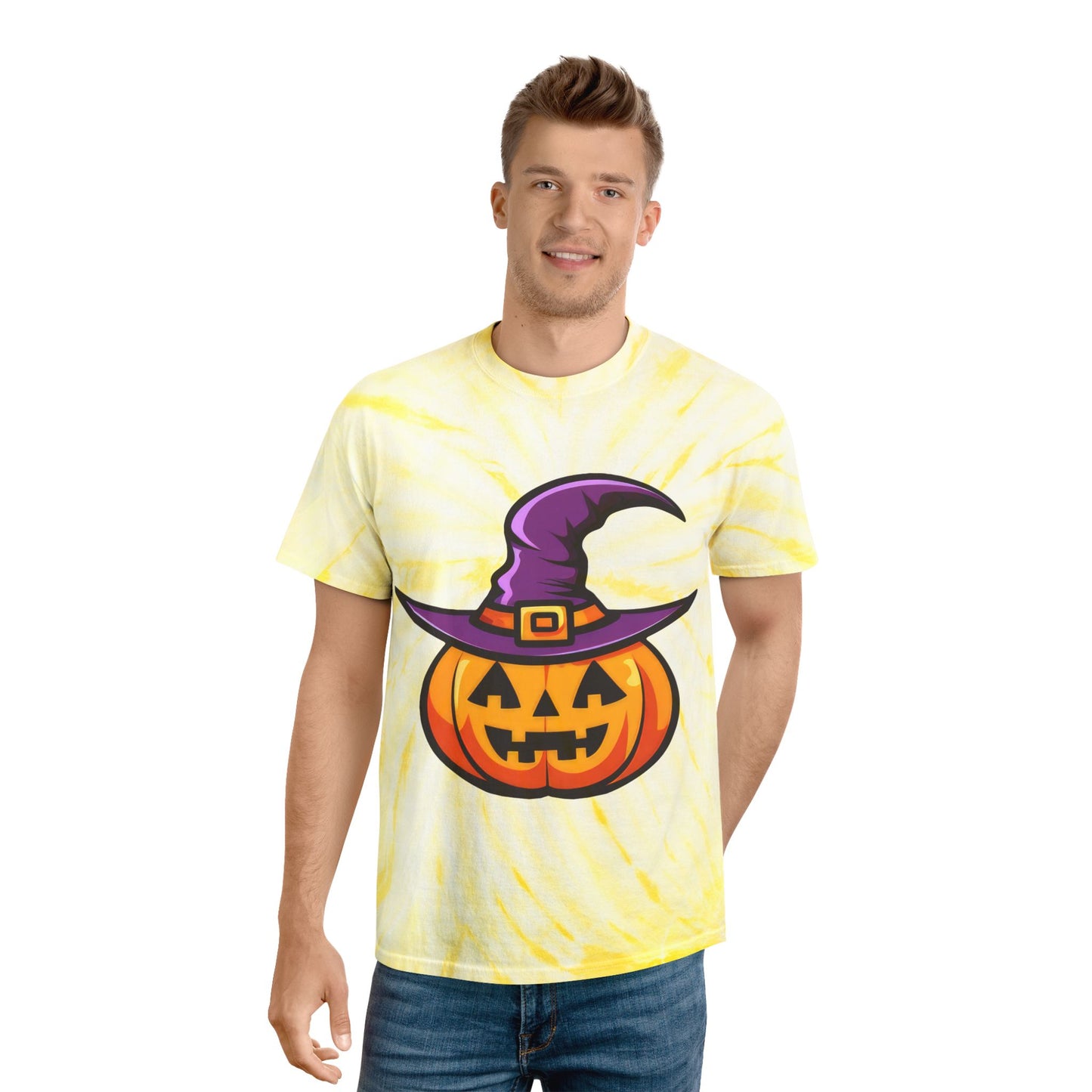 Whimsical Tie-Dye Tee, Bright Pumpkin Shirt, Halloween Apparel, Festive Clothing, Party Outfit, Gift for Fall Celebrations - Cozy Kawaii LLC