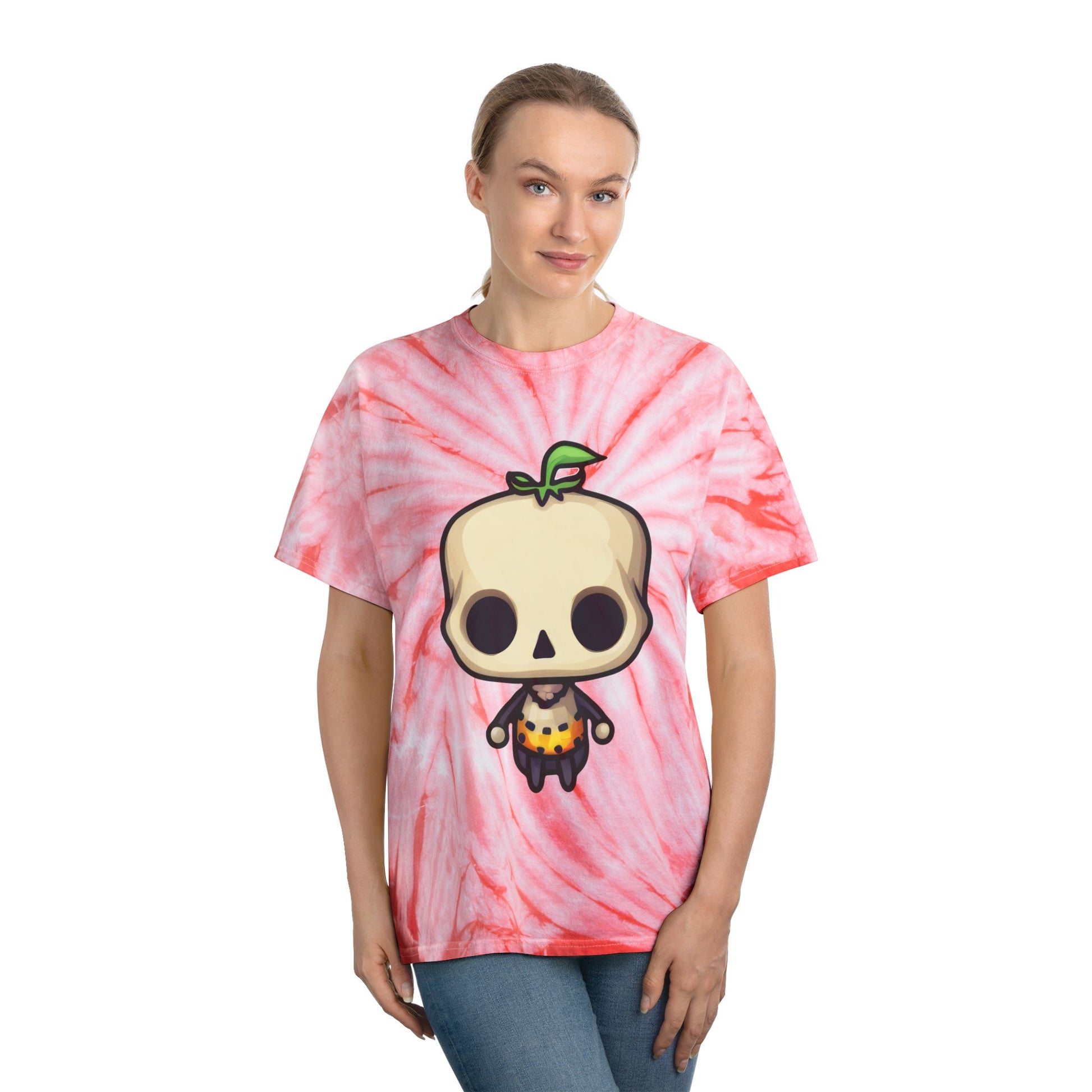Sky Blue Tie-Dye Tee with Adorable Skull Character | Fun Summer T-Shirt | Perfect for Festivals, Parties, and Casual Outings - Cozy Kawaii LLC