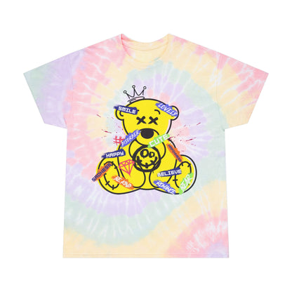 Unisex Emotional Collage Tie Dye T-Shirt – Streetwear Graphic Tee with "#Disorder" Teddy Bear – Soft Cotton Artistic Style