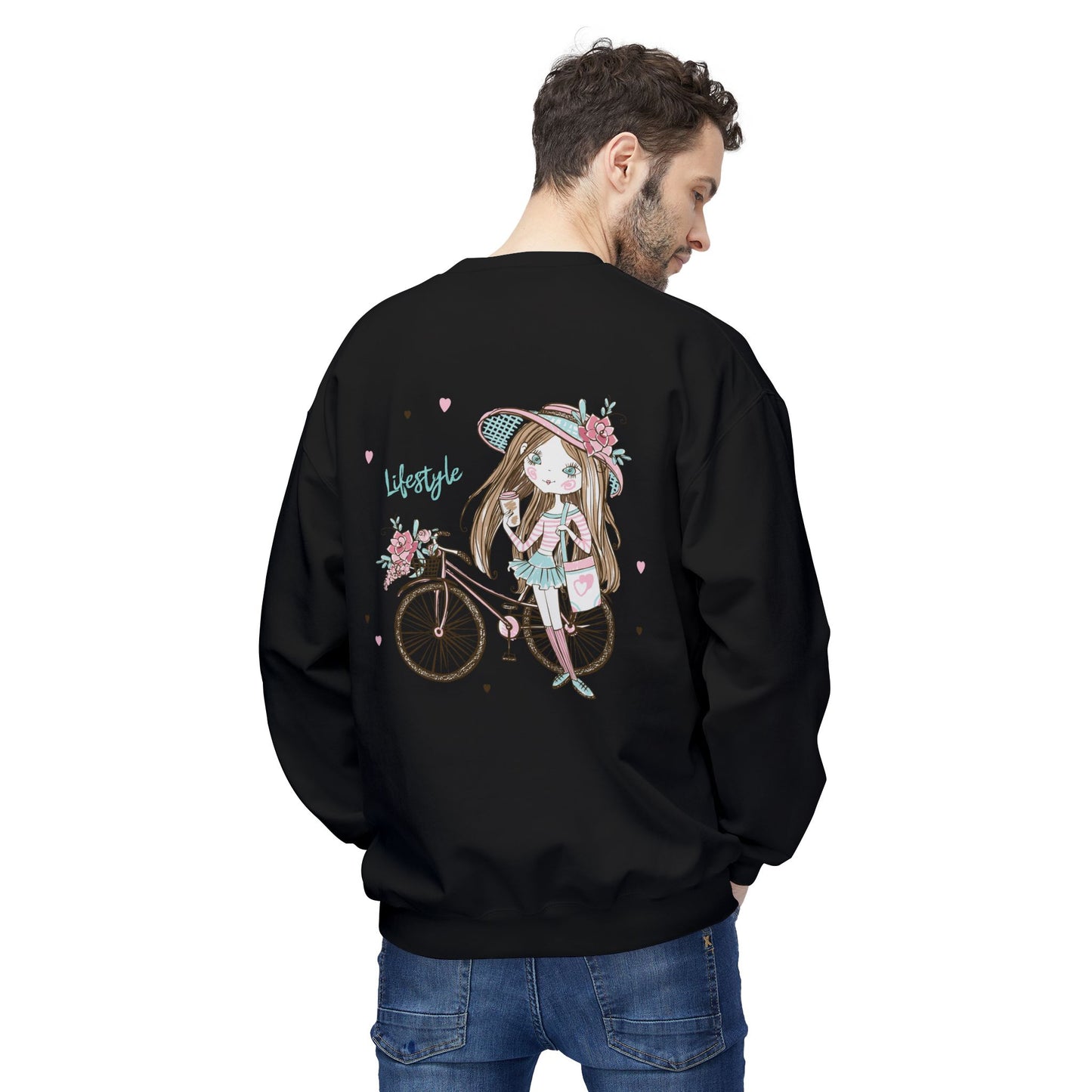 Chic Fleece Sweatshirt with Whimsical Bicycle Design - Perfect for Cozy Days, Gift for Cyclists, Cute Outfit for Spring, Birthday