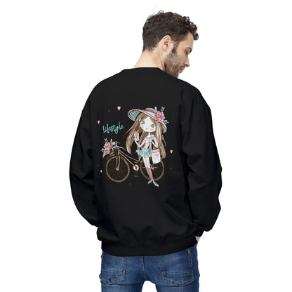 Chic Fleece Sweatshirt with Whimsical Bicycle Design - Perfect for Cozy Days, Gift for Cyclists, Cute Outfit for Spring, Birthday