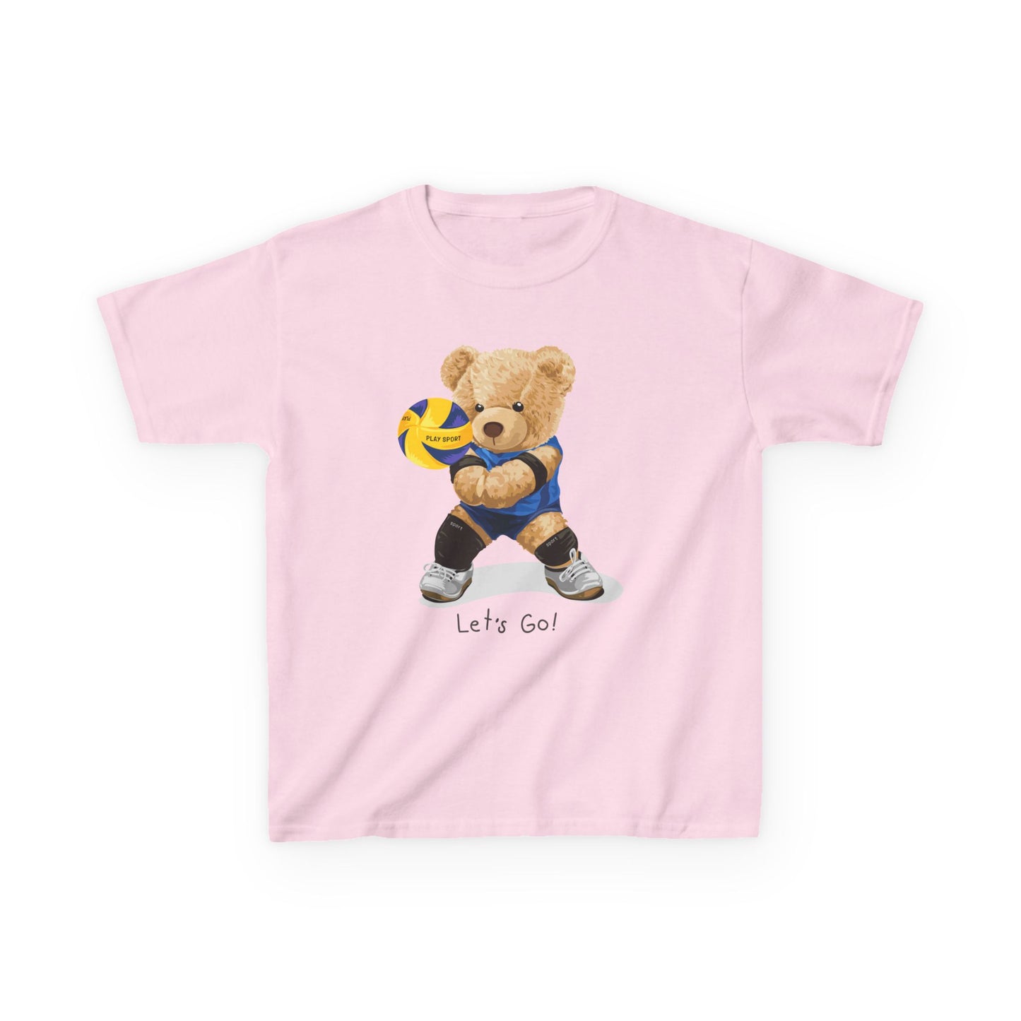 Kids Volleyball Bear Tee | Cute Animal T-Shirt, Sports Apparel, Gift for Kids, Birthday Present, Summer Outfit Light Pink