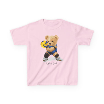 Kids Volleyball Bear Tee | Cute Animal T-Shirt, Sports Apparel, Gift for Kids, Birthday Present, Summer Outfit Light Pink