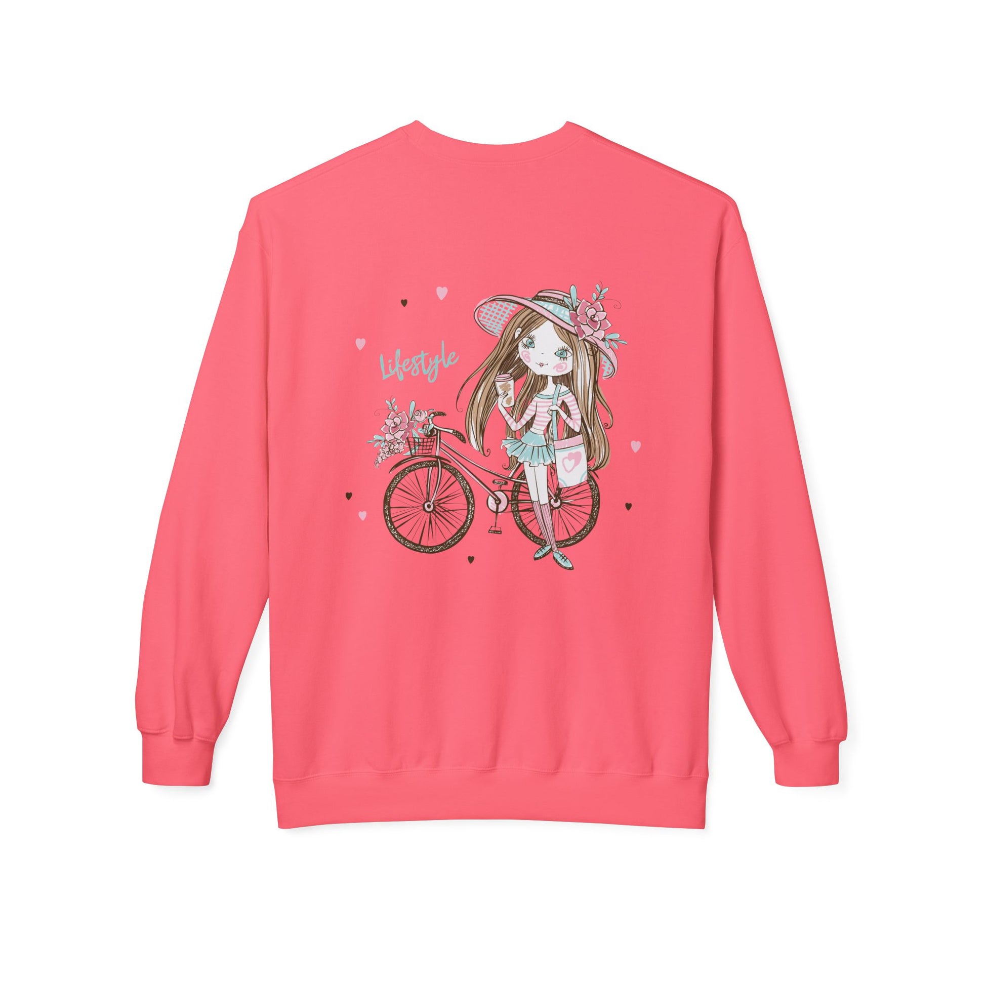 Chic Fleece Sweatshirt with Whimsical Bicycle Design - Perfect for Cozy Days, Gift for Cyclists, Cute Outfit for Spring, Birthday