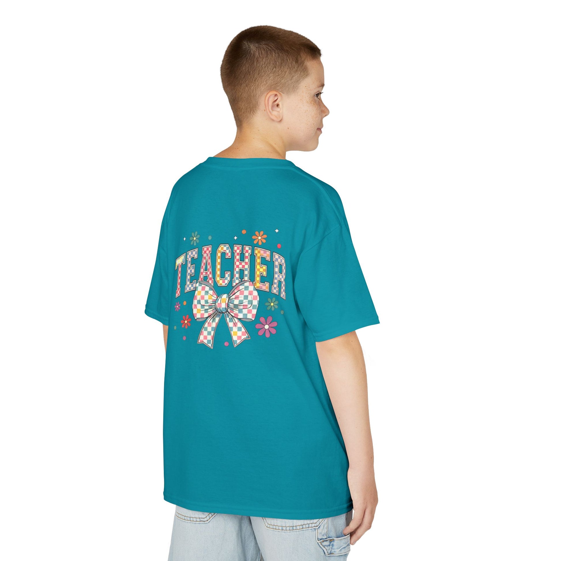 Teacher Kids Tee with Colorful Bow Design, Perfect for Back to School, Teacher Appreciation, Birthday Gift, Fun Classroom Wear