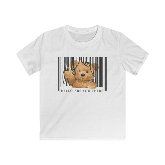 Cute Kids Tee with Bear Design - 'Hello Are You There?' Graphic, Childrens T-Shirt, Animal Lover Gift, Fun Casual Wear, Birthday Present White