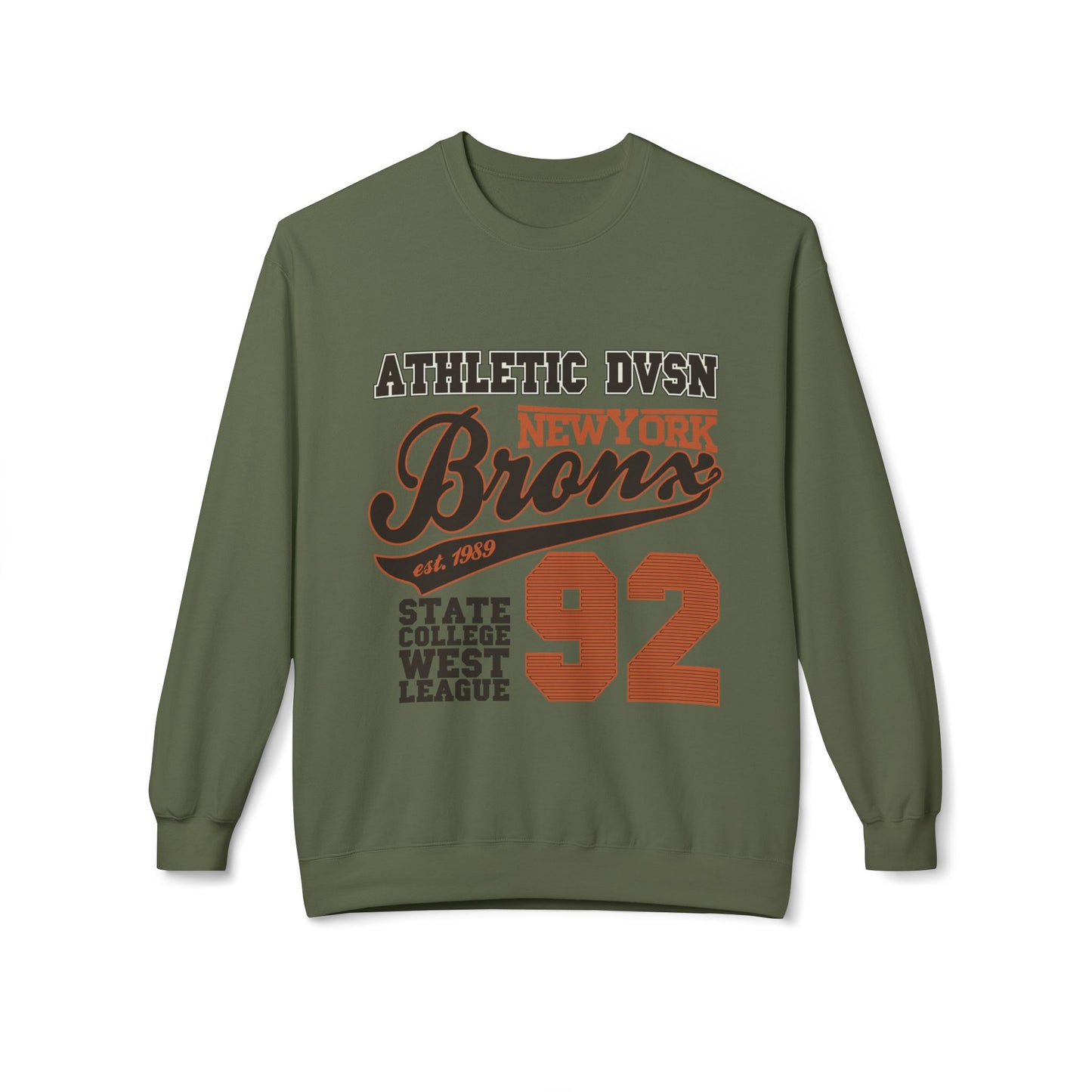 Vintage Athletic Crewneck Sweatshirt, Casual Pullover, Retro Style, Cozy Loungewear, Gift for Him/Her, Sports Fan Apparel Military Green