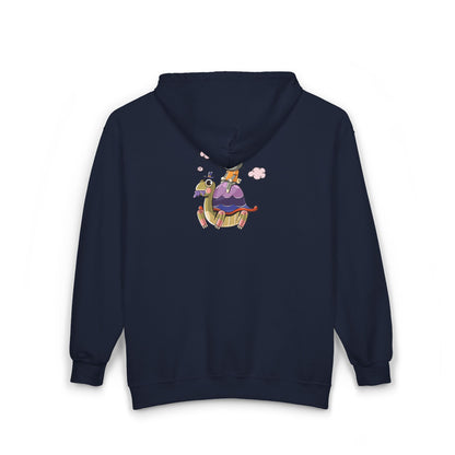 Whimsical Rabbit and Turtle Zip-Up Hoodie