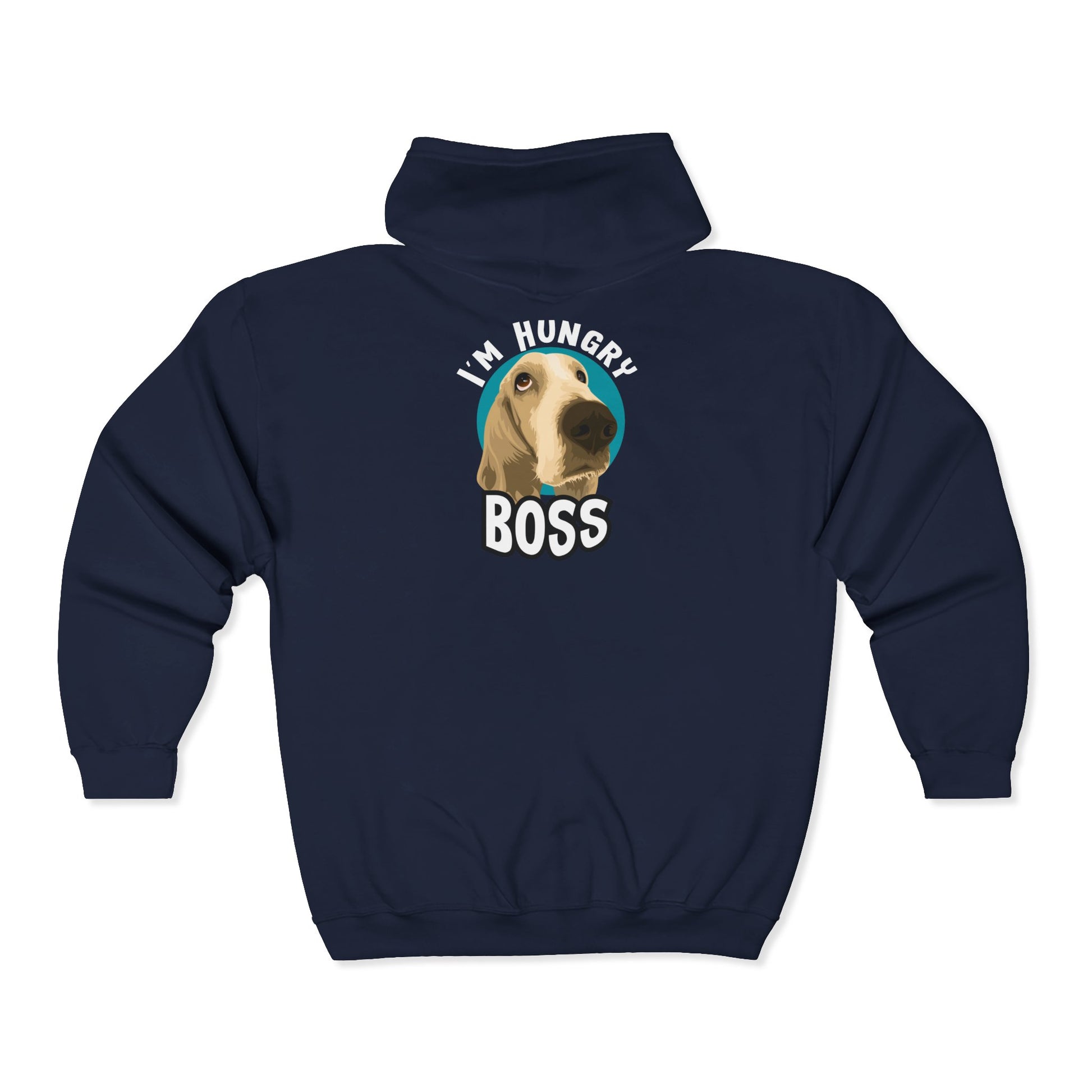 Hungry Boss Dog Hoodie, Funny Pet Lover Gift, Unisex Zip-Up Sweatshirt, Cute Animal Apparel, Ideal for Dog Owners, Cozy Layering
