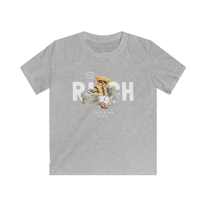Rich Kids Graphic Tee, Fun Kids T-Shirt, Trendy Youth Shirt, Gift for Kids, Money-Themed Apparel Sport Grey
