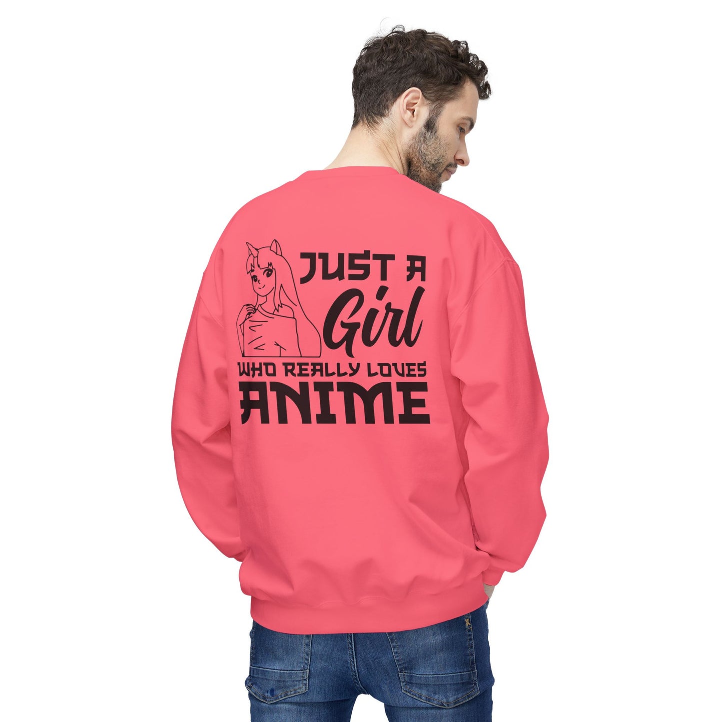 Anime Lover Crewneck Sweatshirt - Just a Girl Who Really Loves Anime, Unisex Casual Apparel, Anime Gift, Cozy Fashion, Fleece Sweater