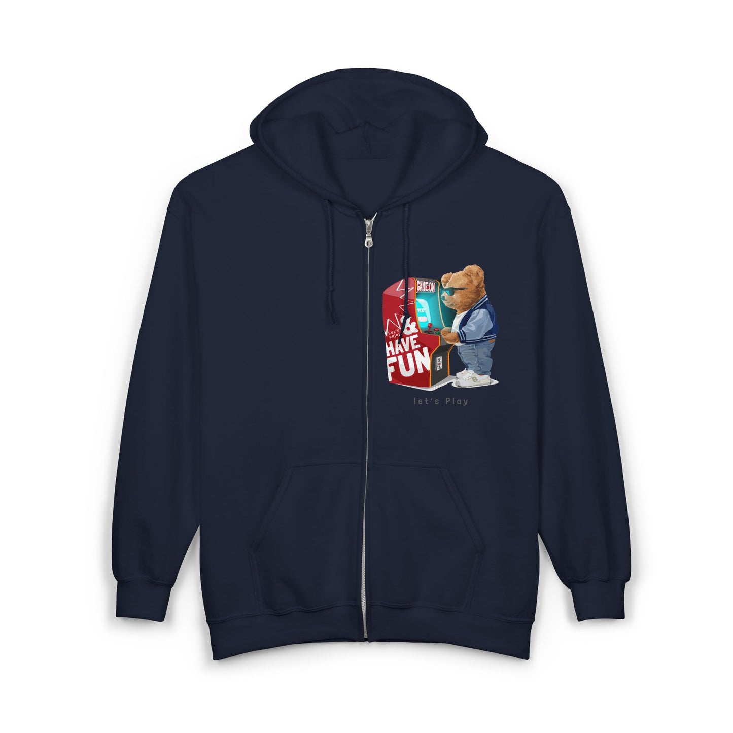 Fun-Themed Unisex Zip Hoodie - Cozy Cartoon Bear Design, Perfect for Casual Wear, Gifts, Events, and Celebrations