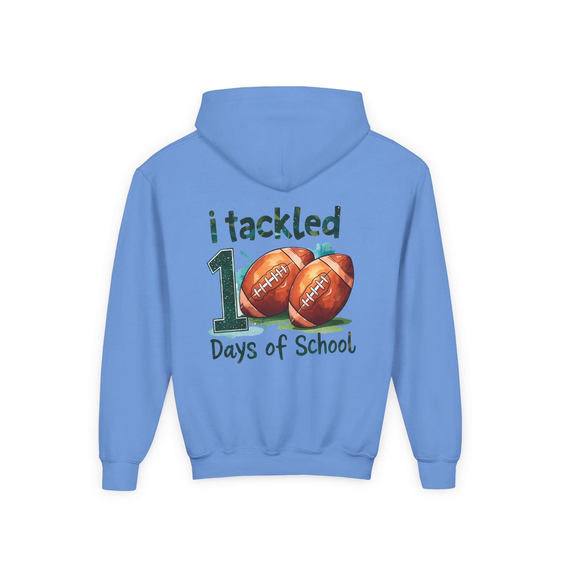 Youth Football Event Hoodie, 100 Days of School Sweatshirt, Back to School Gift, Student Motivation, Sports Lover Apparel Carolina Blue