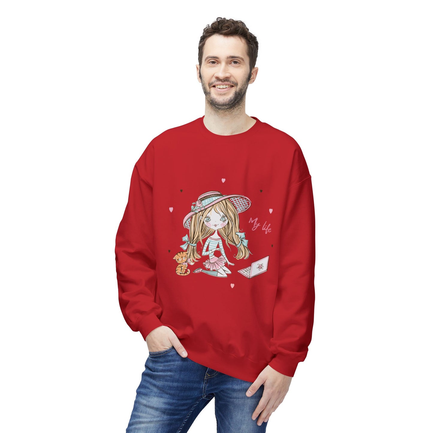 Cute Illustrated Crewneck Sweatshirt, Cozy Everyday Wear, Gift for Her, Fun Fashion, Casual Outfit, Birthday Present