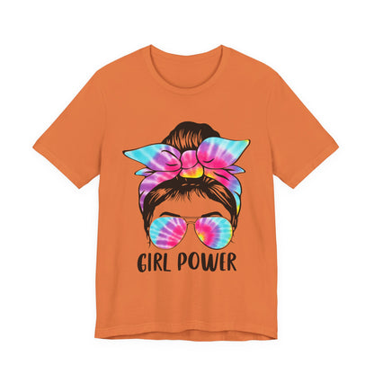 Girl Power Tie-Dye Tee, Unisex Short Sleeve Shirt, Feminist Apparel, Gift for Her, Casual Everyday Wear, Birthday Present Burnt Orange