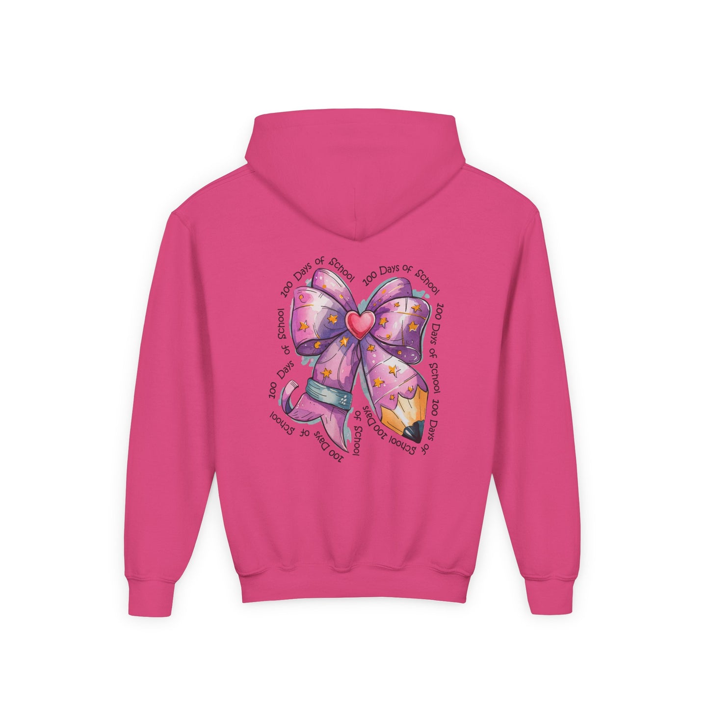 Heartfelt Bow Youth Hoodie - Cute Gift for Kids, Stylish Sweatshirt for Birthday, Back to School, Holiday, Everyday Wear