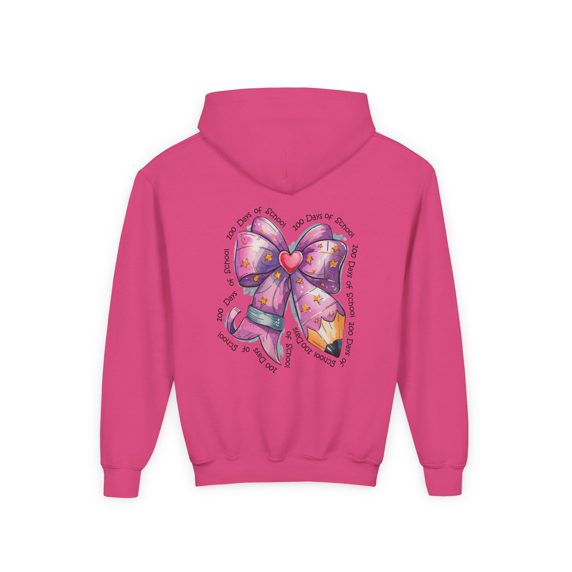 Heartfelt Bow Youth Hoodie - Cute Gift for Kids, Stylish Sweatshirt for Birthday, Back to School, Holiday, Everyday Wear
