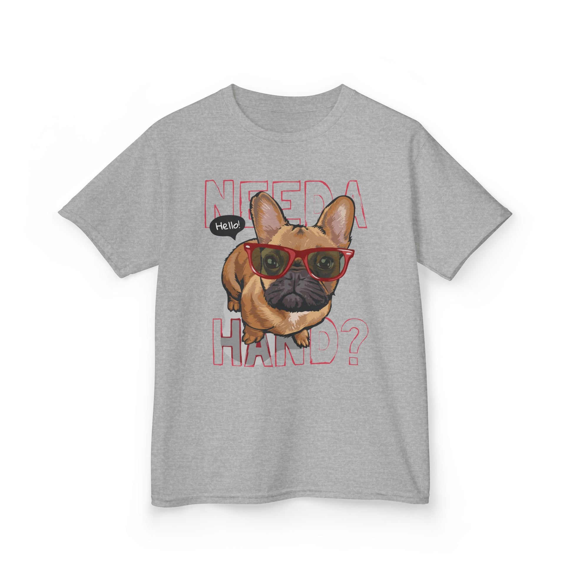 Cute Frenchie Kids Tee, Funny Dog Shirt, Pet Lovers Gift, Kids Graphic T-Shirt, Birthday Present for Children Sport Grey